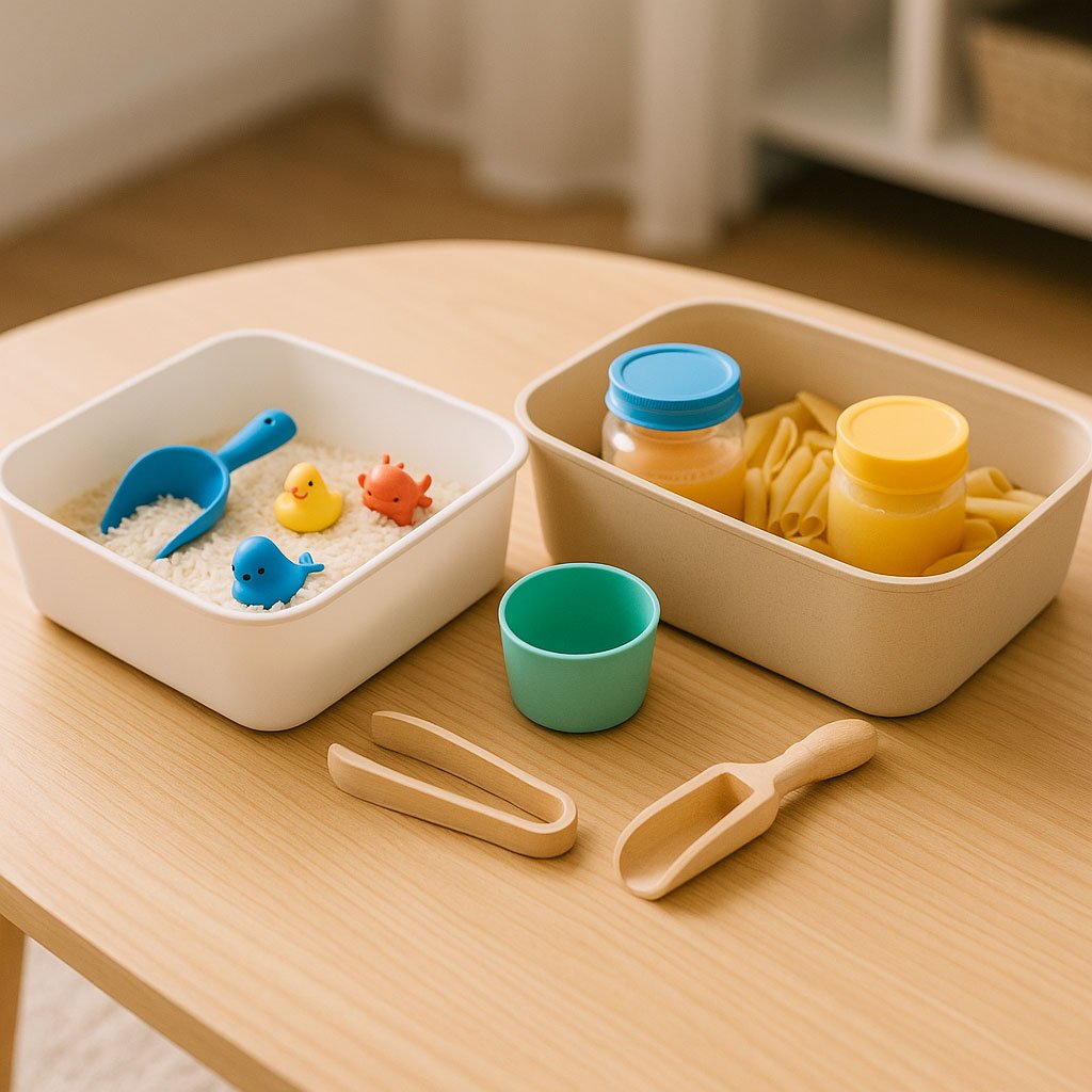 Montagem de atividades sensoriais com objetos do cotidiano